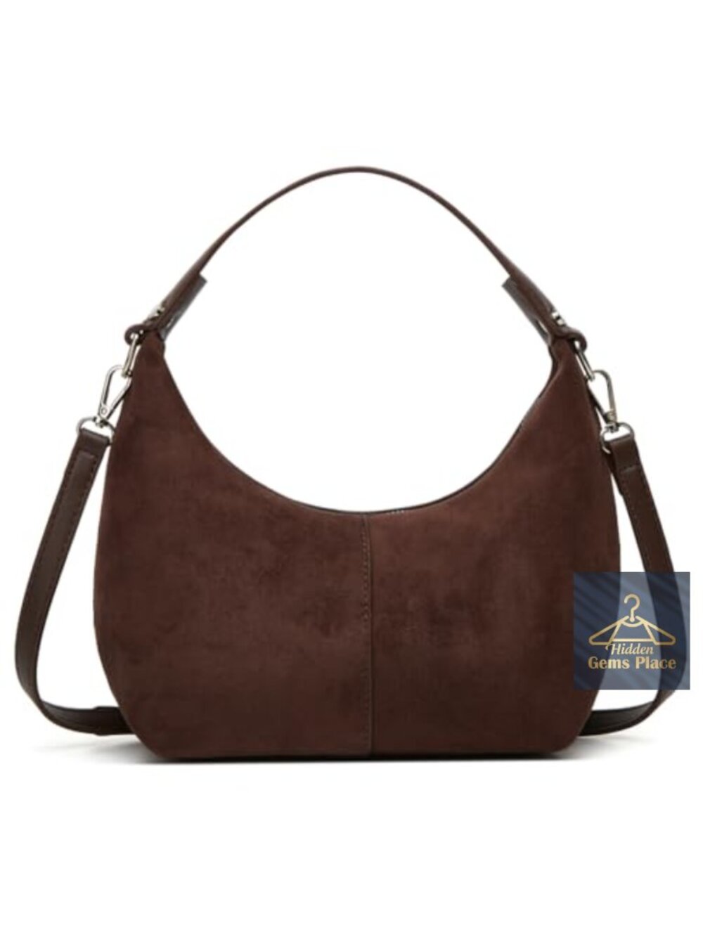 Faux Suede Slouchy Shoulder Bag Tote Satchel Crossbody Handbag